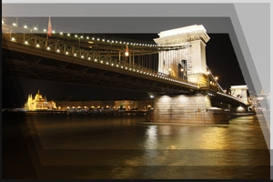 Cityfoto 27 - Ungarn, Budapest, Donau, Kettenbrücke bei Nacht