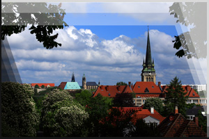 Fotografie Erfurt 34 - Skyline mit Thomaskirche und Dom